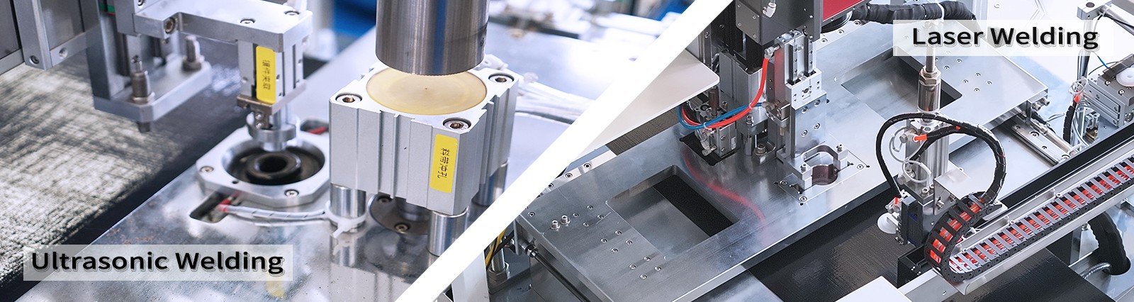 Make a choice between laser welding or ultrasonic welding based on production requirements.
